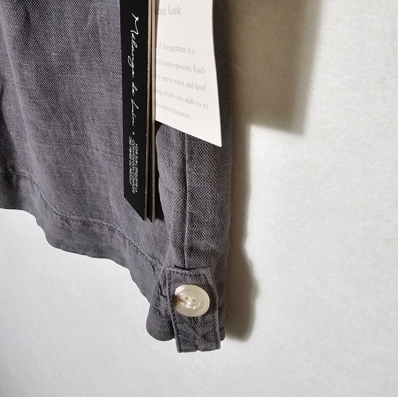 Nicole Miller Vintage Look Linen Blend Gray Shorts Women's Size 10 NWT - Picture 10 of 11